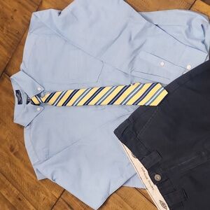 Boys outfit Izod size 20 shirt, Dickies pants size 14. EUC clip on tie